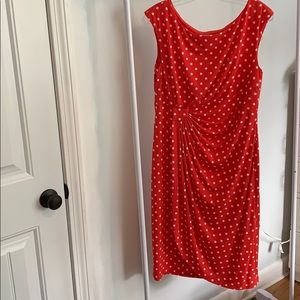 Orangey-Red and white polka dot dress